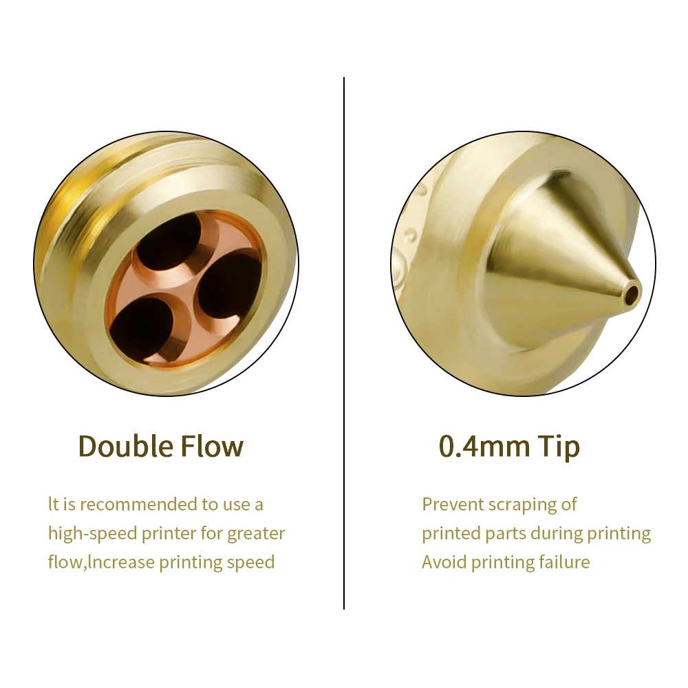 MK8/V6 CHT Brass Hardened Steel Nozzle MK8 Nozzle M6 High Flow Copper High Temperature Wear Resistance For 1.75/3.0 MM Filament