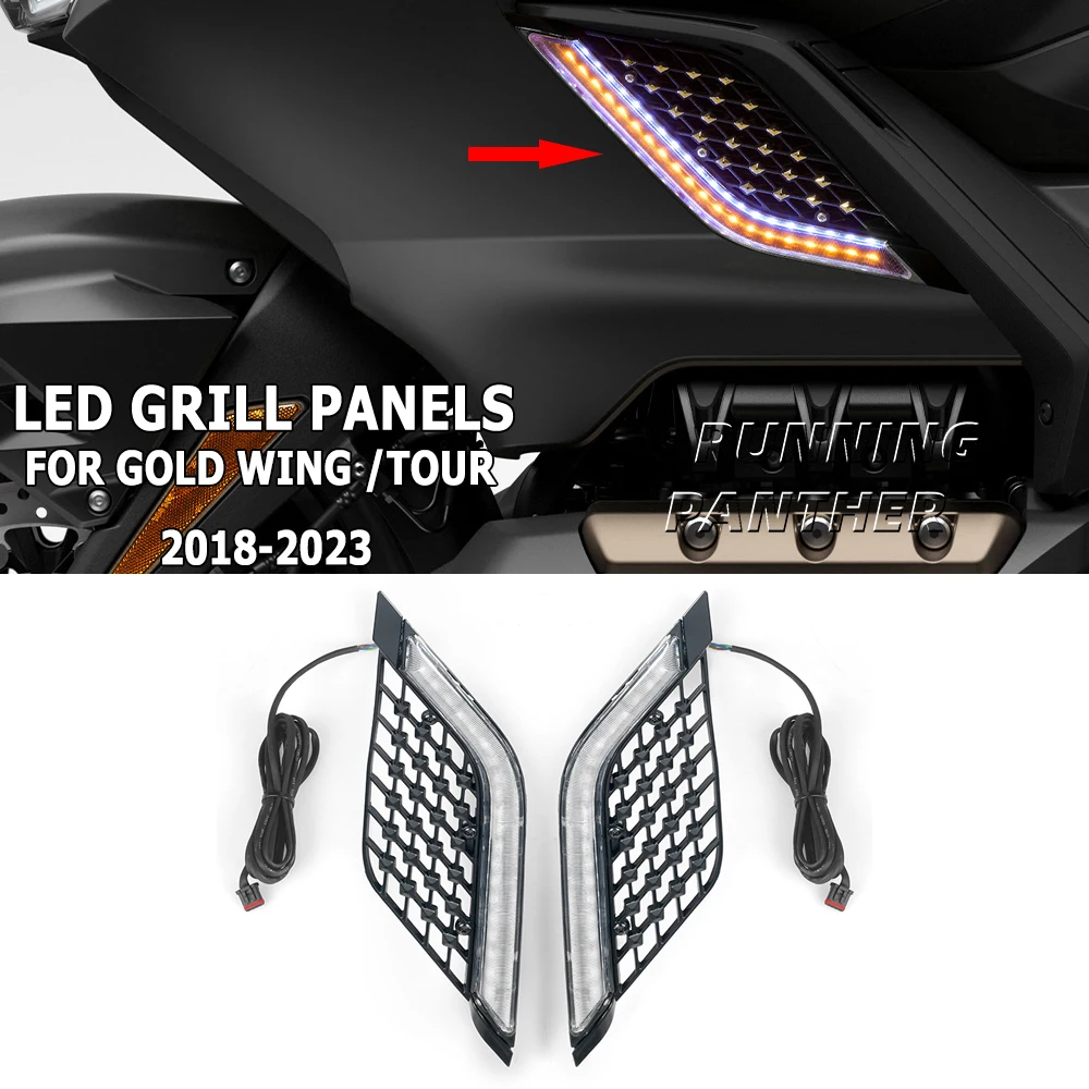 

Motorcycle LED Radiator Grill Panels Decorative Light Turn Signal Lamp For Honda Gold Wing 1800 GL1800 Tour DCT Airbag 2018-2023