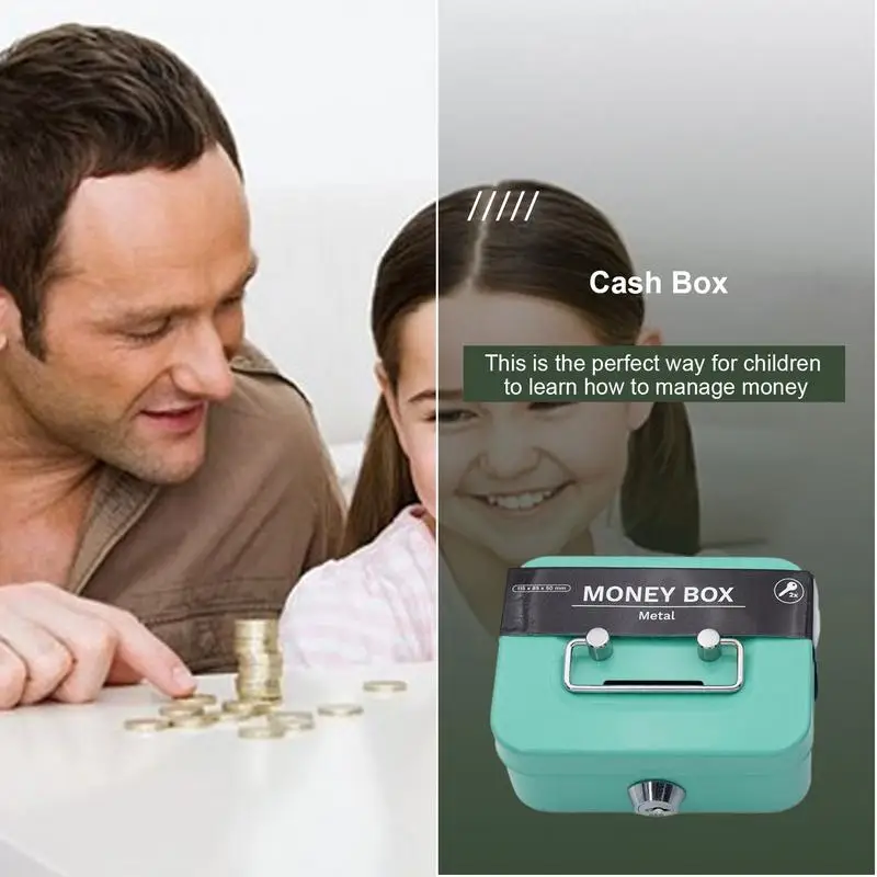 Money Safe Box Lockable Cash Box With Key Portable Piggy Box Made Of Metal Small Security Lock Box Sturdy Coin Boxes For Kids