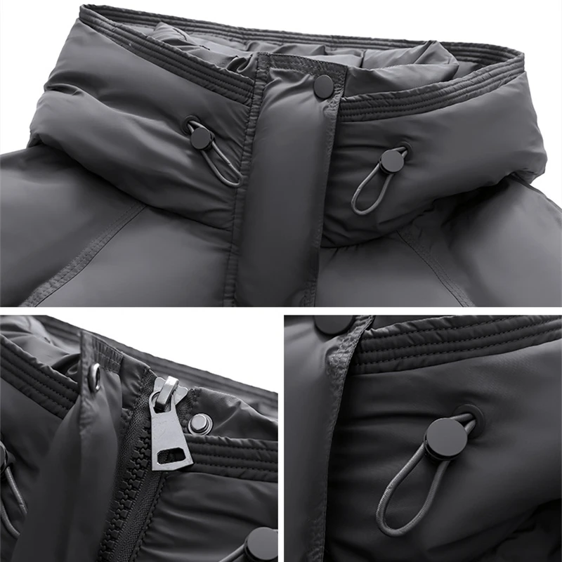 

Short Down Cotton Padded Jackets Hooded Women's 2025 Winter Long Sleeve Stand Collar Solid Loose Thick Warm Parkas Cotton Coat