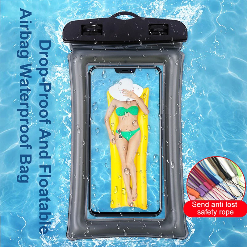 Floating Airbag Waterproof Swimming Bag Phone Case For iPhone 15 14 Pro Max Xiaomi 14 13 Samsung S24 Universal Diving Swim Cover