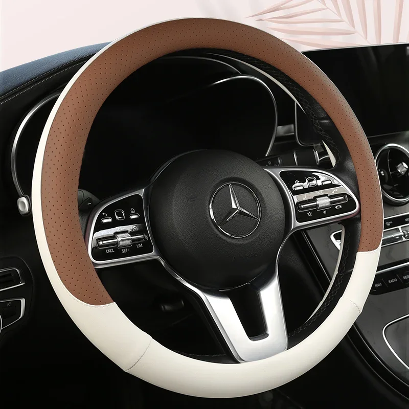 Motopets Car Anti-Slip Leather Steering wheel Cover Universal car Steering Wheel Protective Cover Fashion Style 38cm Type O D