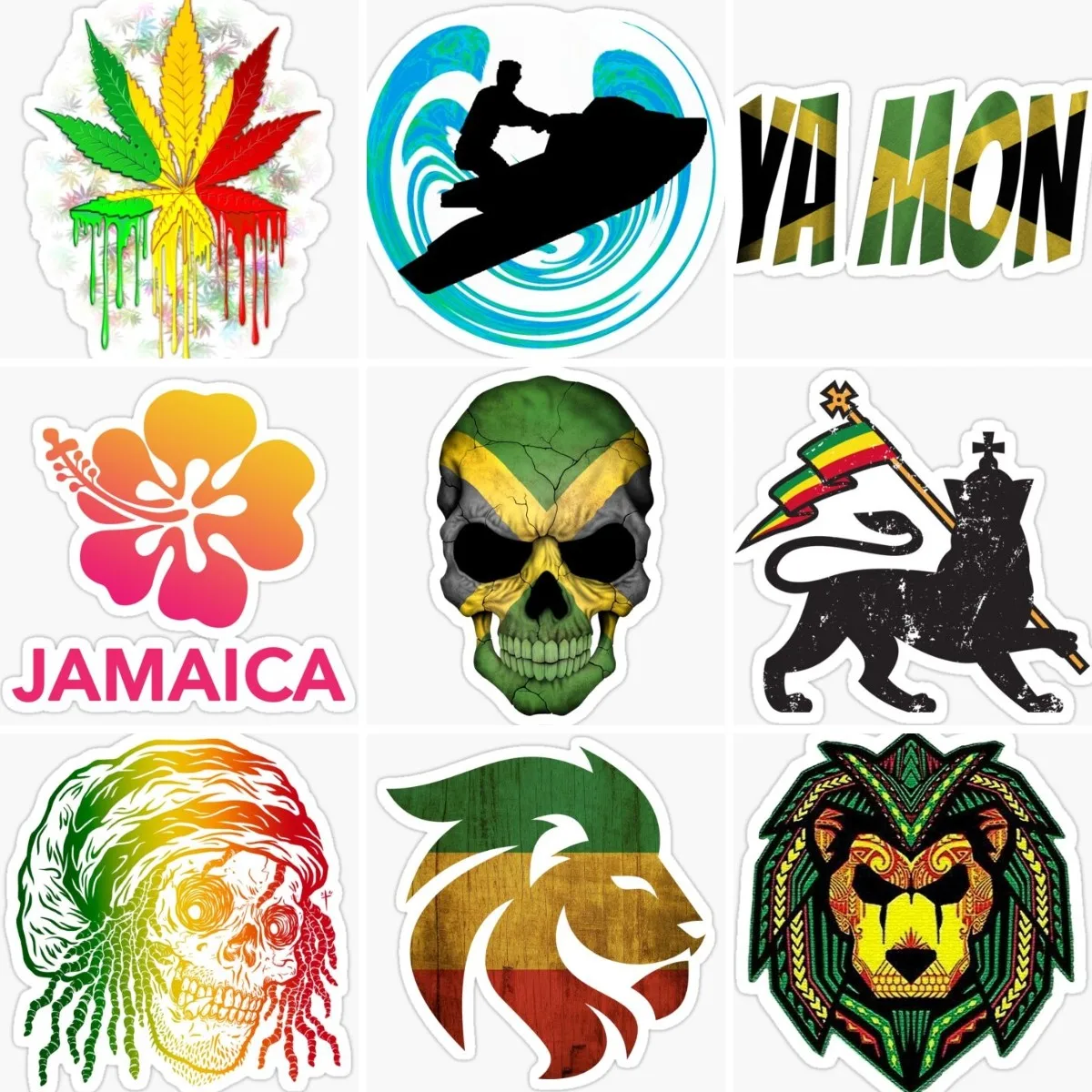 Jamaica JA Flag Map Emblem Lion Skull Stickers Laptop Truck Window Wall Room Car Bicycle Motorcycle Helmet PVC Decal Assecories