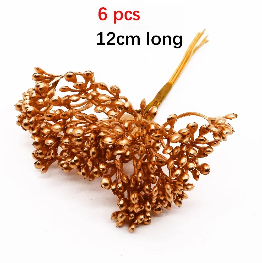 6/10/12/20/24/200pcs Goud Gemengde Hybride Bloem Cherry Meeldraden bessen Bundel DIY Cake Kerst Bruiloft Geschenkdoos Kransen De