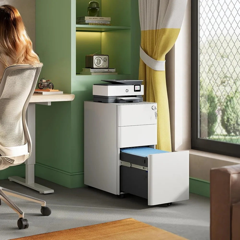 3-Drawer Slim Vertical File Cabinet, Fully Assembled Except Casters, Legal/Letter Size