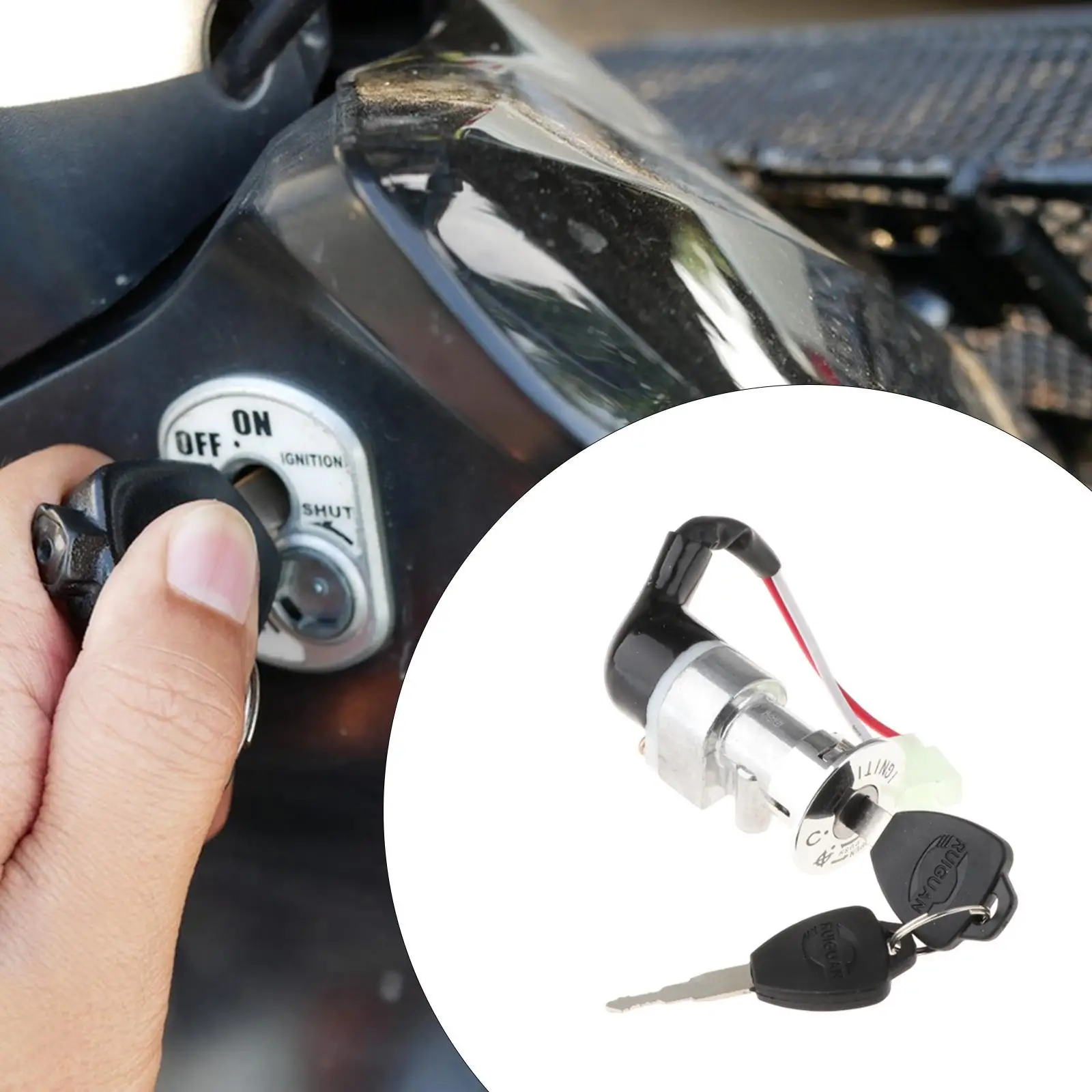 

Ignition Starter on Off Switch Lock Motorcycle Lock Key Set 2-wired Upgrade High