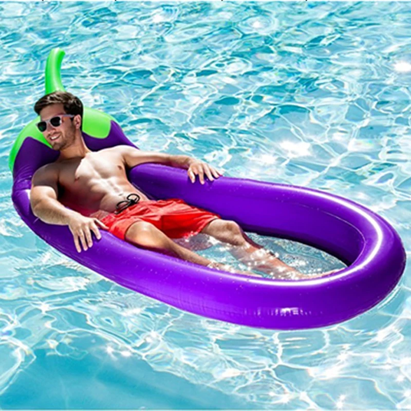 

1Pcs 180cm Giant Inflatable Pool Float Eggplant Shape Mattress Swimming Circle For Adult