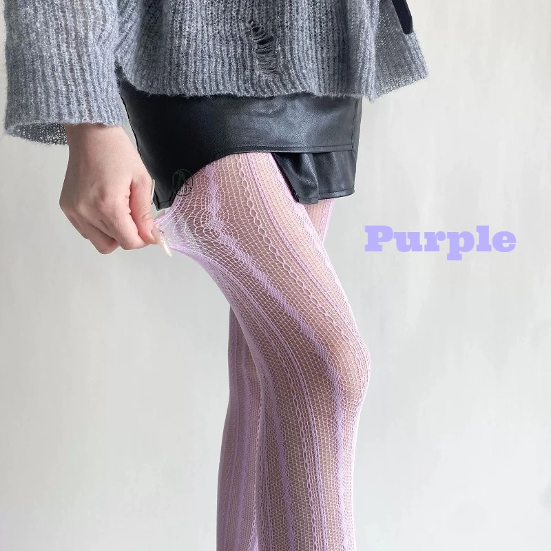 1/5 Paar Vertical Bar Fried Dough Twists Dots Vintage Hollow Out Jacquard Damen Mesh Socken Sexy Bein Anti Slip Mesh Strumpfhosen