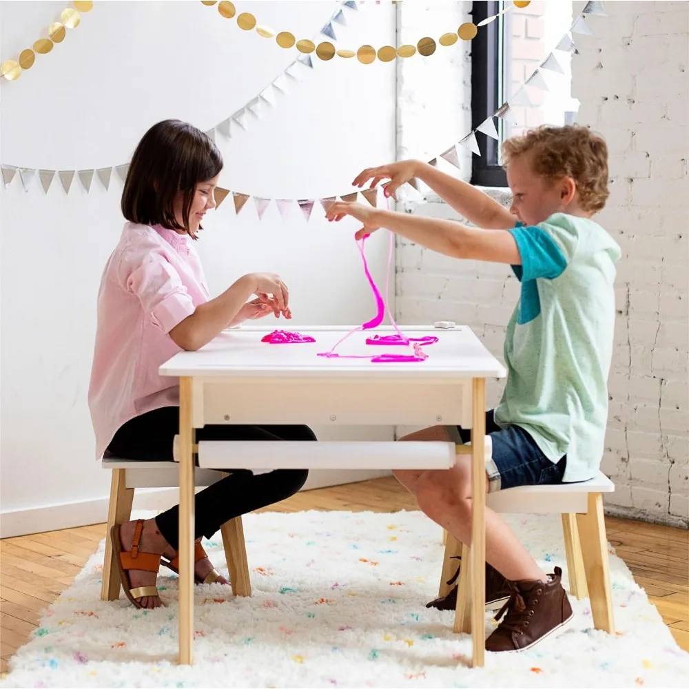 Kinder Kunst En Ambachten Tafelset Voor Jongens En Meisjes, Midden Eeuw Modern Design Tafel Omvat Twee Krukken