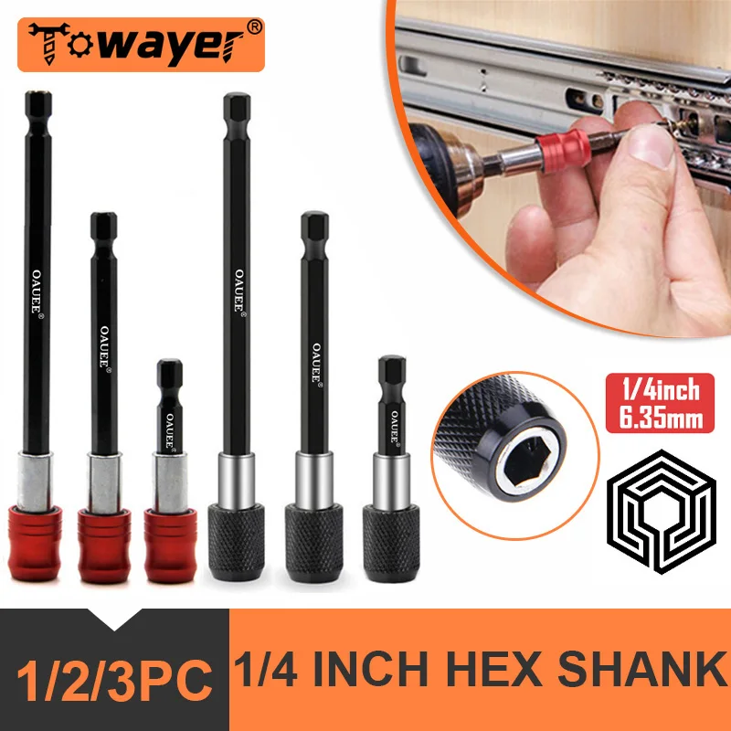 1/4'' Head Extension Rod Hex Shank Quick Release Electric Drill Magnetic Screwdriver Bit Adjustable Extension Rod 60/100/150mm