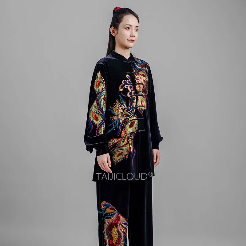 Autumn Winter Thermal Tai Chi Suit  Korean Velvet Kung Fu Uniform for Group Performance Competition ( Martial Arts Training)