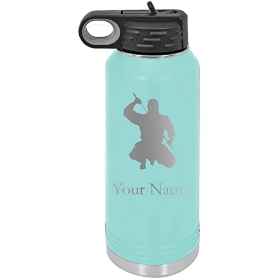 Ninja Personalized Custom Engraved Double Wall Vacuum Hot/Cold Drinks Insulated Stainless Steel Boys/Girls Sports Team Water Bo