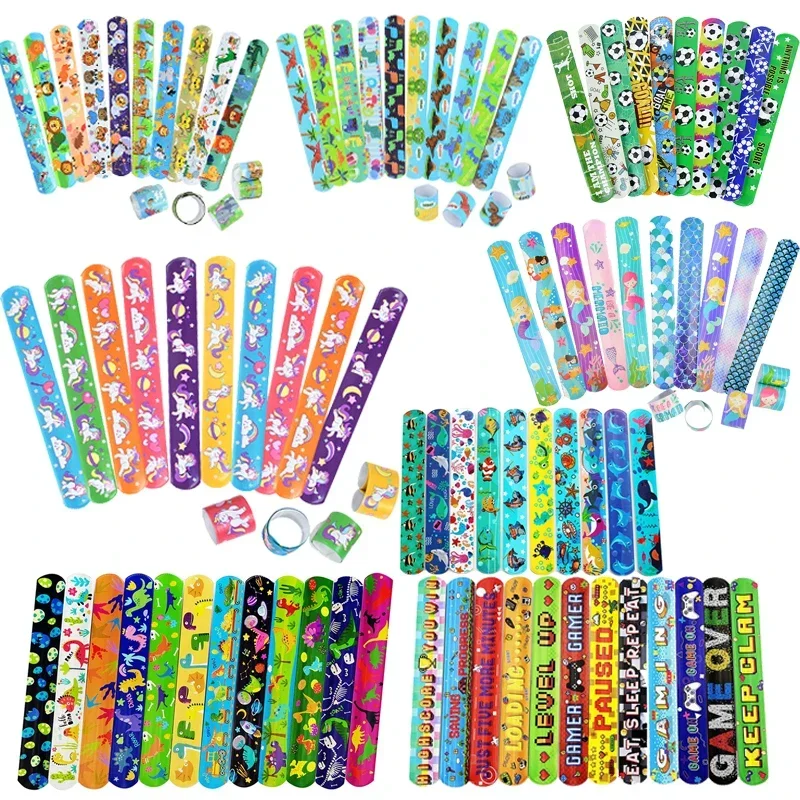 10-Pack Mermaid Princess Pat Ring Bracelets for Girls Unicorn Themed Party Favor Gift