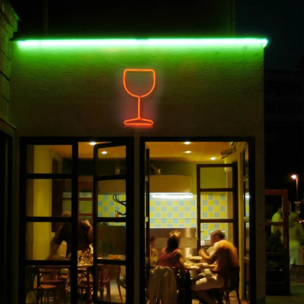 Wine Glass LED Neon Sign USB Powered Dual Power Supply Neon Light IP45 Waterproof Battery Operated Neon Lamp Bar Decoration