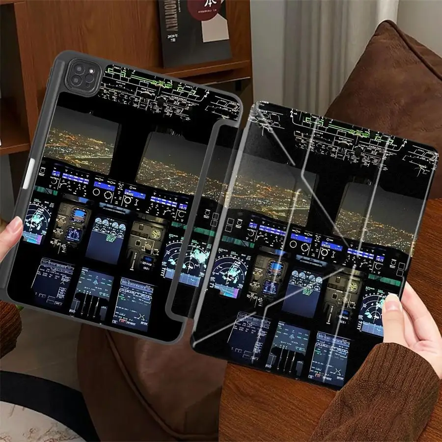 

Чехол для планшета с узором «Ночной вид из кабины самолета» для iPad Pro 2025, Pro 11-го, 10-го, 9-го, 8-го, 7-го поколений, 12.9 дюймов, Mini 6, 7, Air 4, 5, M3, M2, M4