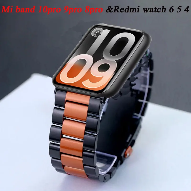 Edelstahlarmband für Xiaomi Mi Band 10Pro 9Pro 8Pro Luxus-Armband für Redmi Watch 6 5 4 Metall Correa Gürtel
