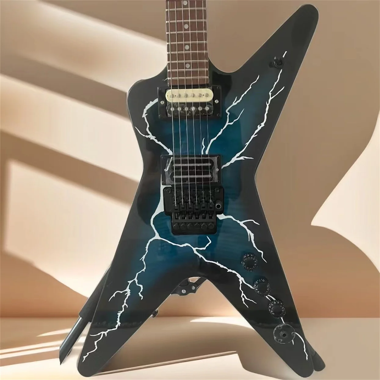 JTouriste Électrique Dimebag Personnalisé Haut de Gamme, Modèle Signature, Vibrato Swing, Panneau Bleu Foncé