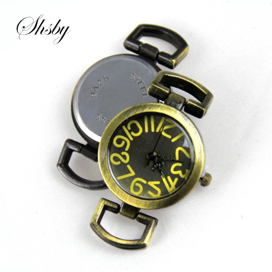 Shsby Diy Personality Ancient Bronze Watch Header Black Numerals Circle Watch Table-core Watchband Watch Accessories Wholesale