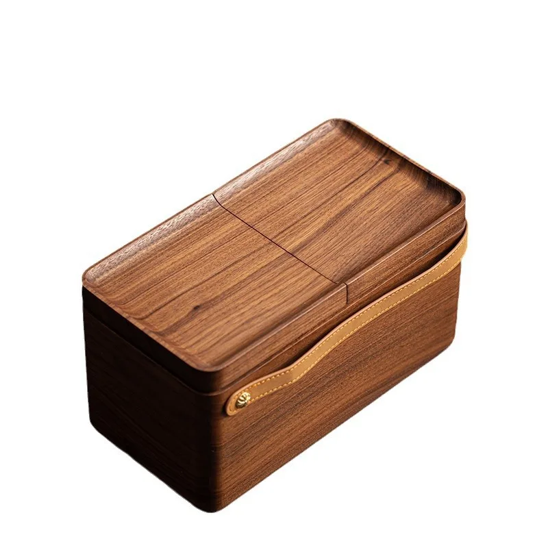 

New Chinese walnut outdoor travel tea set storage bag portable car teapot teacup