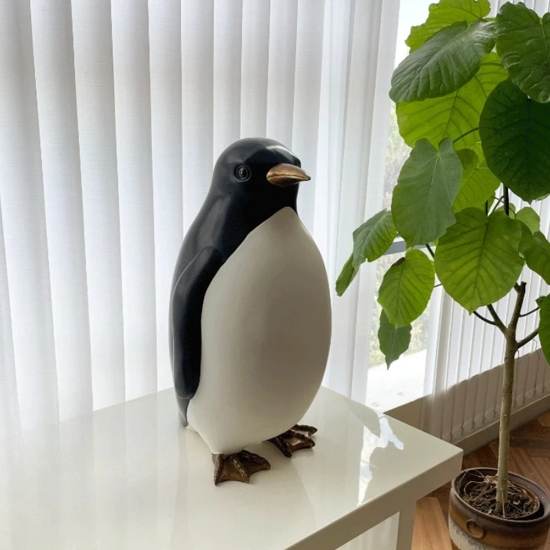 Penguin Figurines Nordic Cute Pet Sculpture Home Living Room Sofa Beside Bedroom Decoration Accessories Funny Holiday Gifts