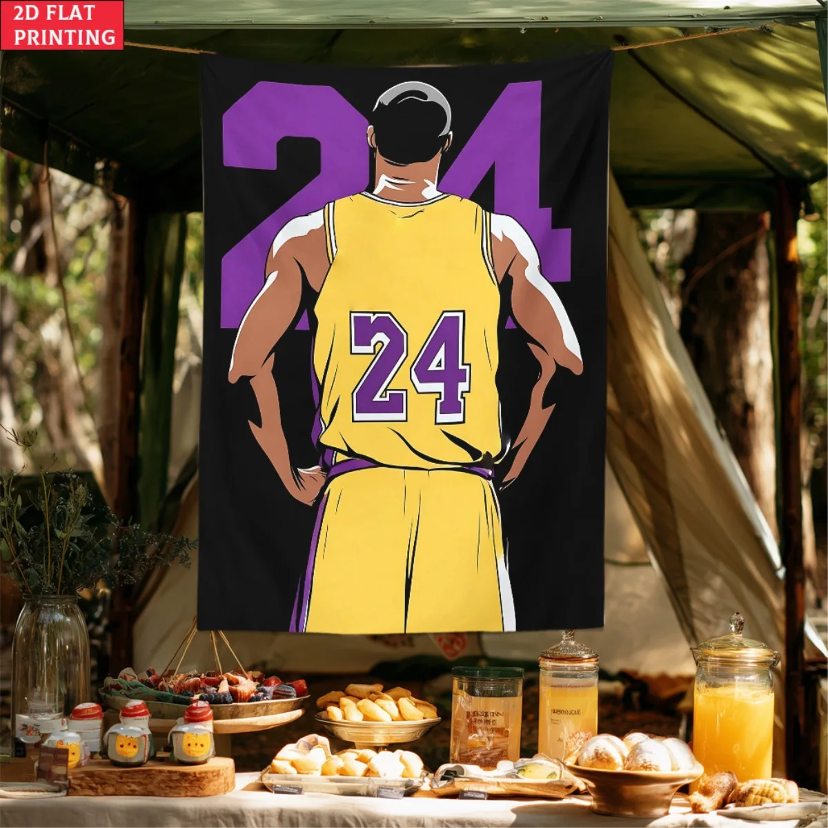 Kobe Bryant 24 Lakers Basketball Jersey Wall Tapestry Sports Fan Decor NBA Memorabilia Gift for Fans 2D Flat Printing