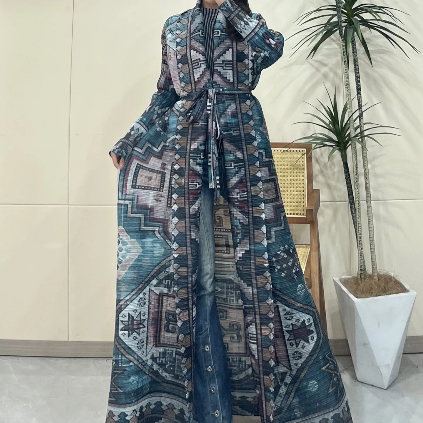 

Trench Women Long Coats Abaya Streetwear Coat Y2k V Neck Maxi Elegant Splice Party Night Casual Coat Open Stitch Jackets 2025
