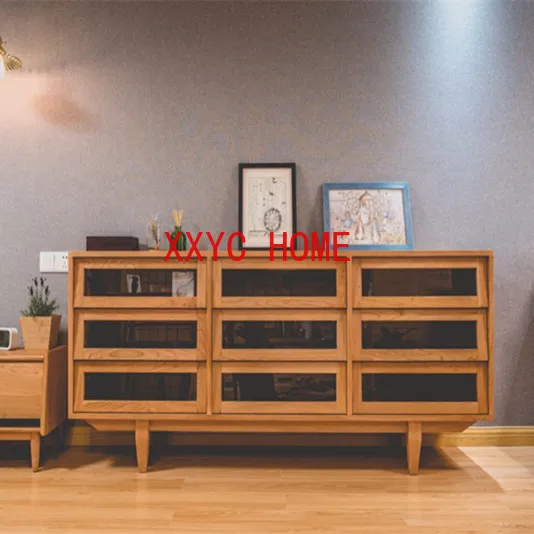 

Nordic Solid Wood Nine-Drawer Cabinet Simple Modern Living Room Locker Entrance Cabinet