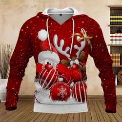 Men Hoodies Christmas Spring Fall Funny Santa Claus Print Pullover Sweatshirts Fashion Street Kangaroo Pocket New Sweatshirt Top