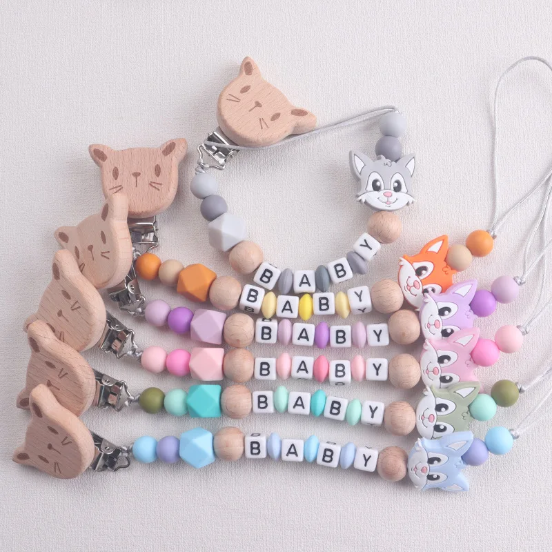 

Baby Custom Personalized Name Pacifier Clips Infant Feeding Soother Nipple Dummy Holder Pacifiers Chains Teething Toys Chew Gift