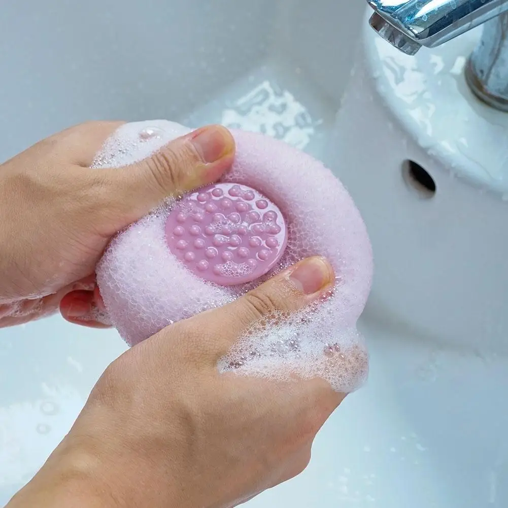 Round Sunflower Shower Ball Super Soft Massage Bath Ball with Suction Cup Brush Massage Exfoliate Body Skin Scrubbing Shower