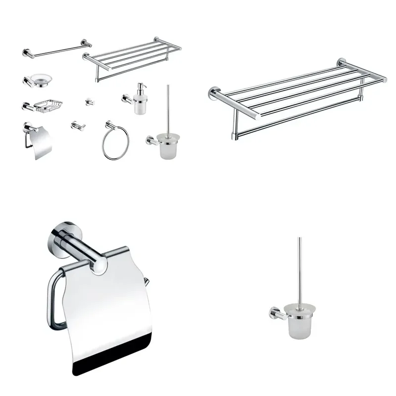 Luxury Stainless Steel Bathroom Accessories Set Chrome Finish Hardware for Modern Home Hotel Decoration Wholesale Supply