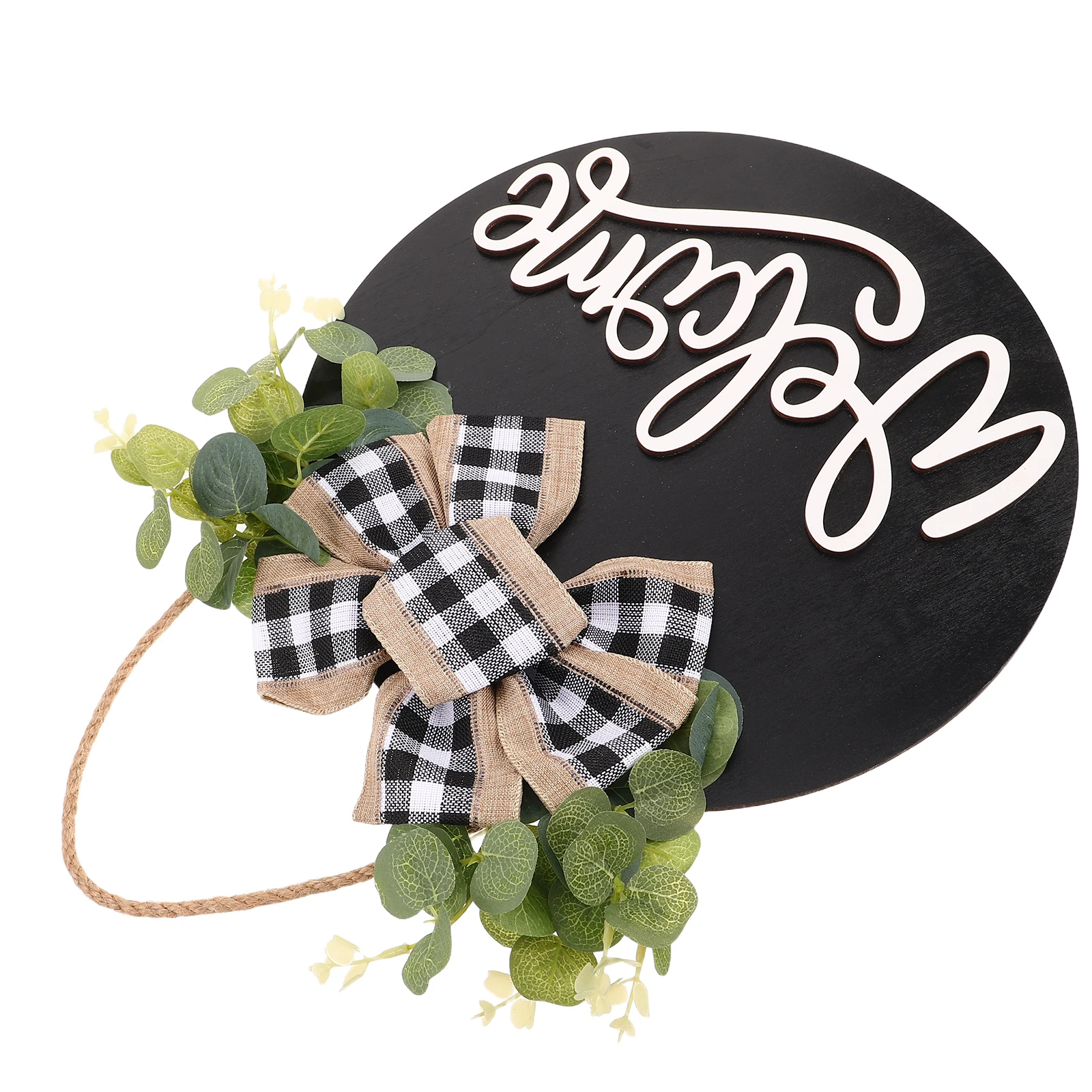 

Front Door Welcome Sign Black Round Wooden Hanging Wreath Farmhouse Style Porch Decor Outdoor Indoor Rustic Wall Plaque Entryway