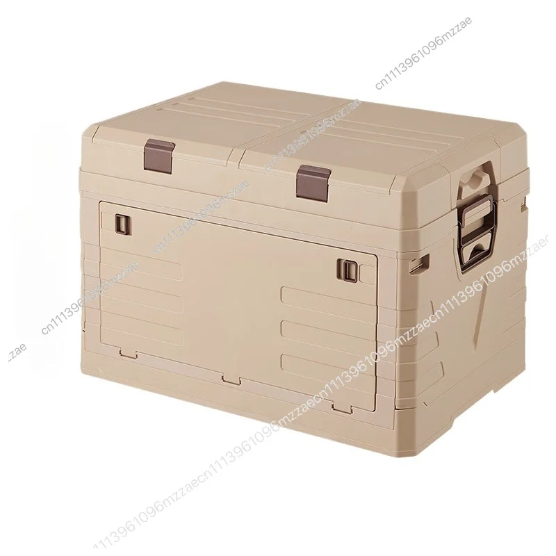 Camping Box Outdoor Turnover Handling Folding Storage Box Flip Storage Box Wooden Cover Car Trunk Storage