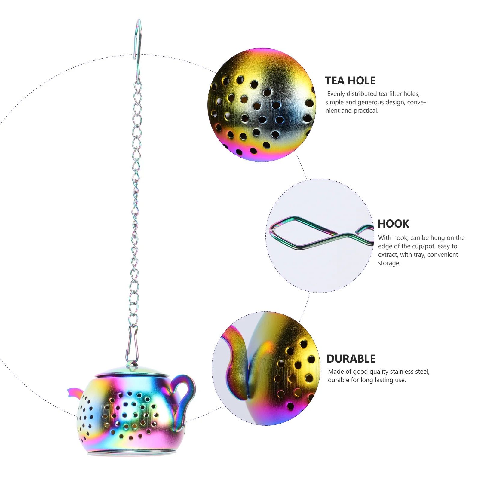 

1pc Pot Shape Tea Infuser Stainless Steel Fine Mesh Filter For Home Office Use Tea Strainer Tool Kitchen Barware Supplies