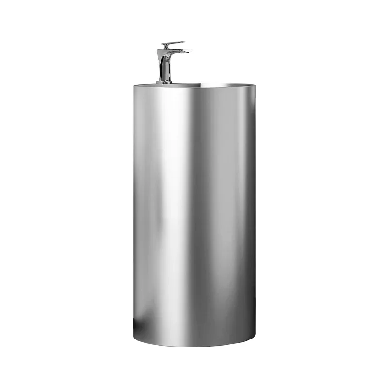 

Stainless steel column basin outdoor wash basin courtyard villa garden integrated floor-to-ceiling bathroom wash basin