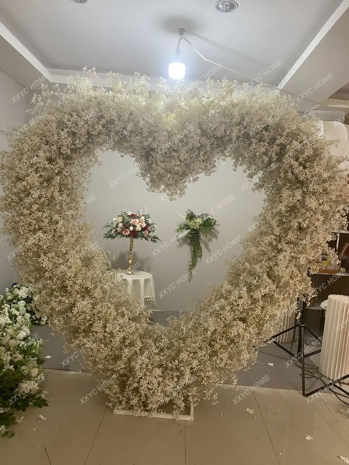 240CM White Starry Sky Double-sided Heart-shaped Floral Arrangement Artificial Flower Arrangement At The Wedding Venue b567