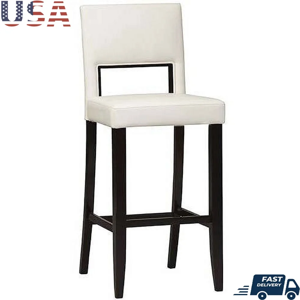 

30 Inch Bar Stool Swivel Solid Wood Espresso Contemporary Faux Leather Backrest Padded Seat Dining Kitchen Counter Stool with