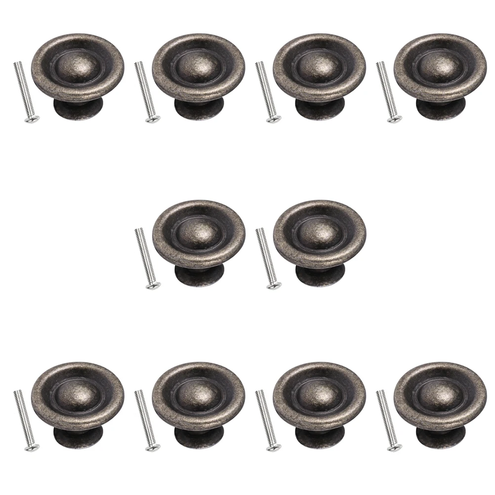

10pcs Retro Cabinet Knobs Round Pull Vintage Handle Door Drawer Cupboard Alloy Furniture Hardware Single Hole