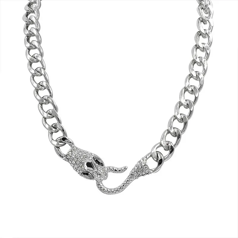Hip Hop Rock Black Cuban Chain Medusa Snake Necklace Women Trendy Snake Bite Tail Creative Party Necklace Jewellery Accessories