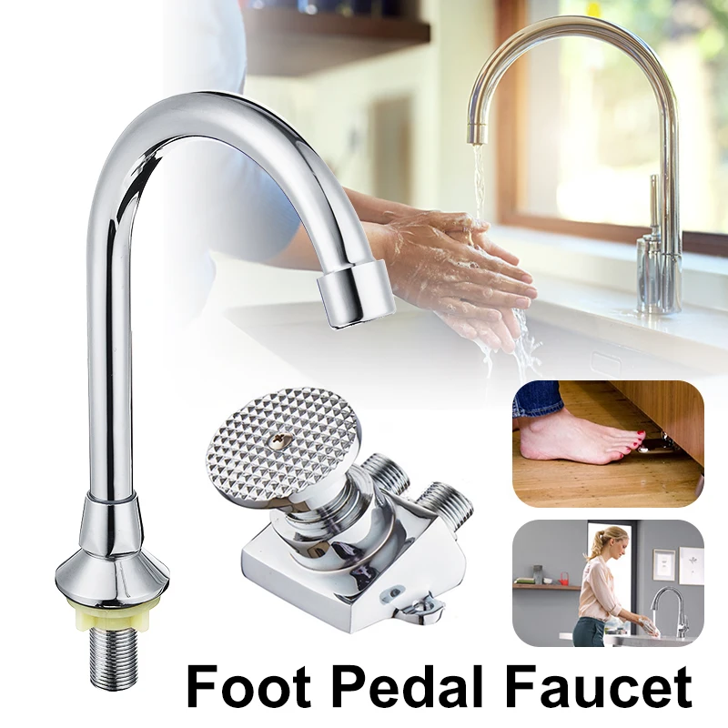 

Foot Pedal Valve Faucet Copper Vertical Basin For Home