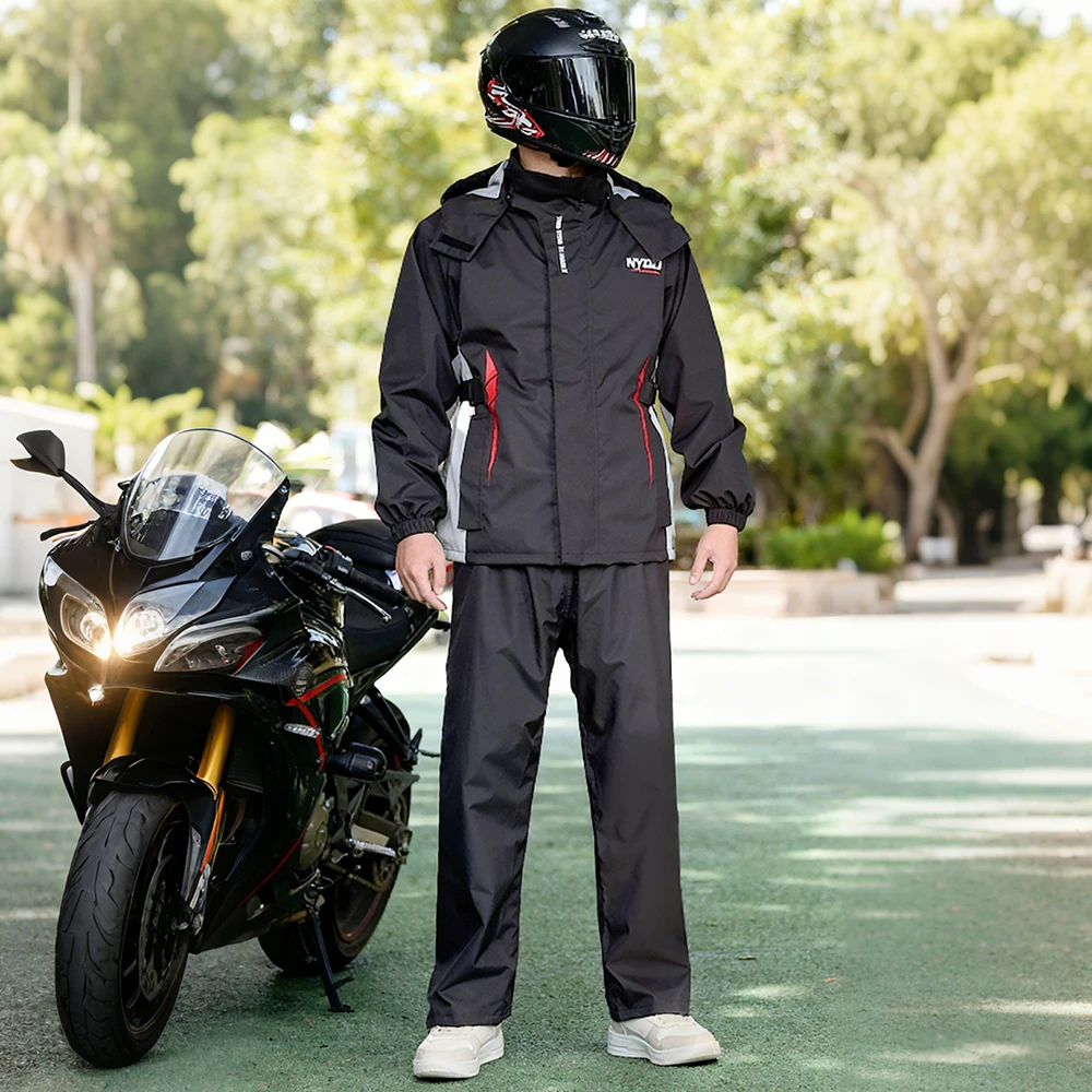 

Full Body Raincoat and Rain Pants Rainproof Set, Electric Bicycle and Motorcycle Riding Reflective Design chubasquero moto