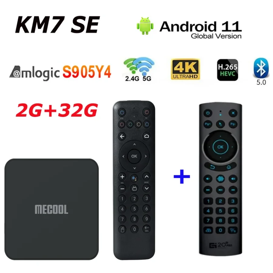 MECOOL KM7 SE Android 11 TV Box 4K ATV Google Certified 2GB 32GB BT5.1 Amlogic S905Y4 Media Player PK KICKPI KP1 KM7 km2 PLUS