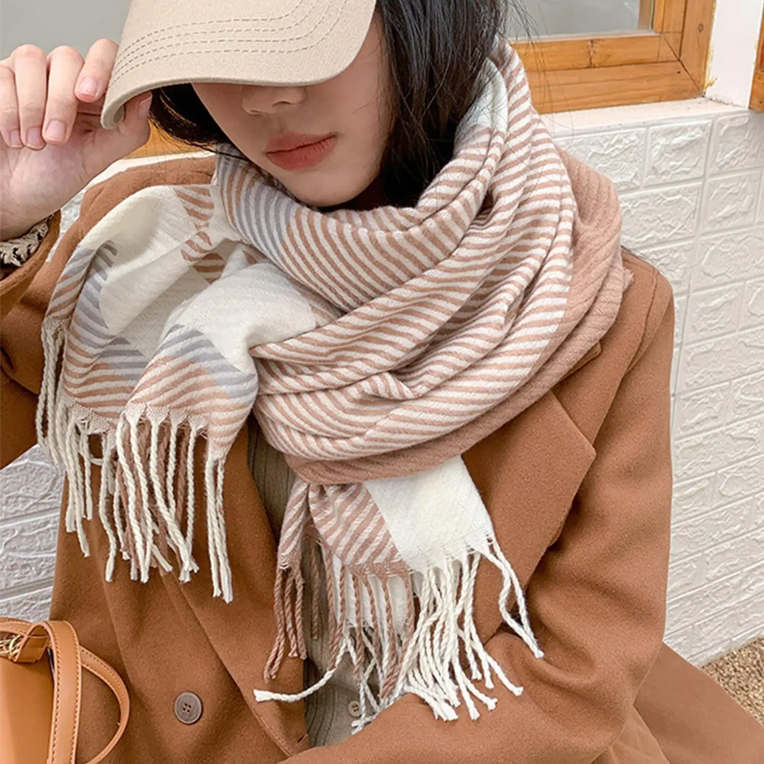 新しい女性スカーフ秋冬ヴィンテージスタイルチェック柄ラップスカーフパシュミナファムスカーフショールユニセックス男性