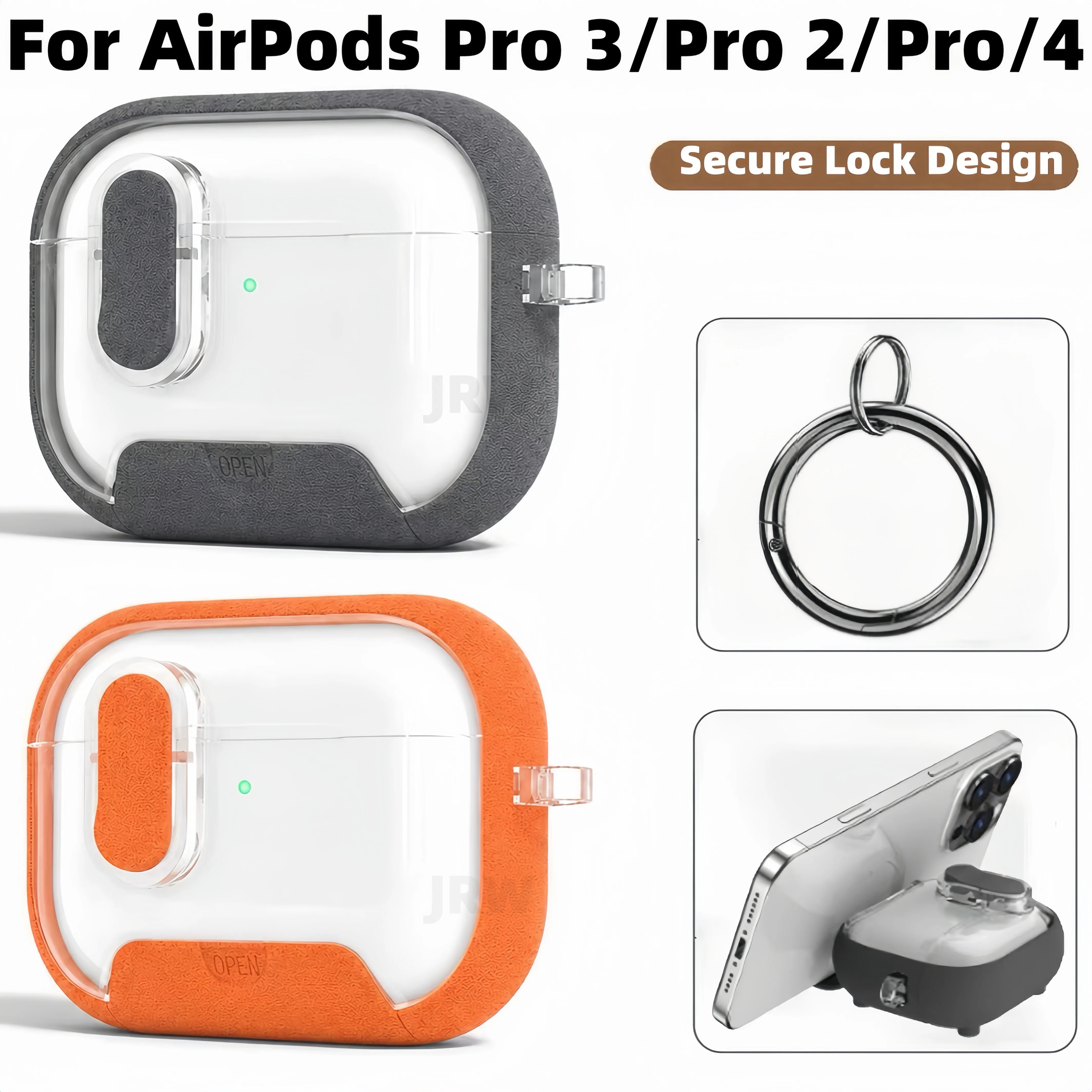 for AirPods Pro 3/Pro 2/Pro/4 Case with Keychain & Phone Stand Compatible with Magsafe Earphone Cases Magnetic Lid for AirPods 4