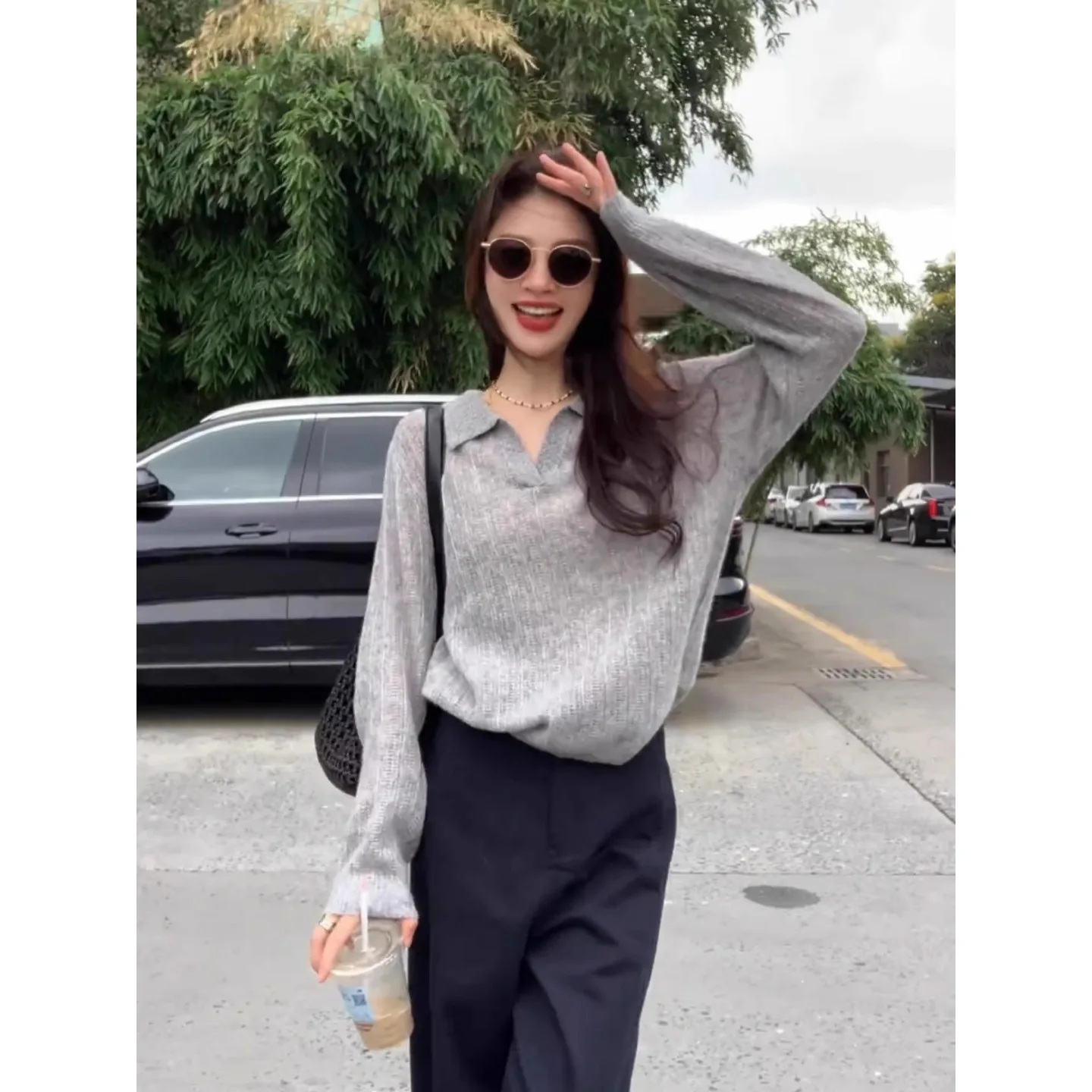 

Casual Ne Knitted Sweater Women's Loose Fit Long Sve Inner Wear Autumn Sle Comfortable Slimming Color Top