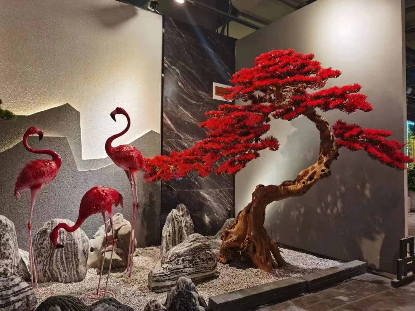 A09  Red maple tree simulation landscape ornament indoor and outdoor fake tree window shopping mall hotel decoration