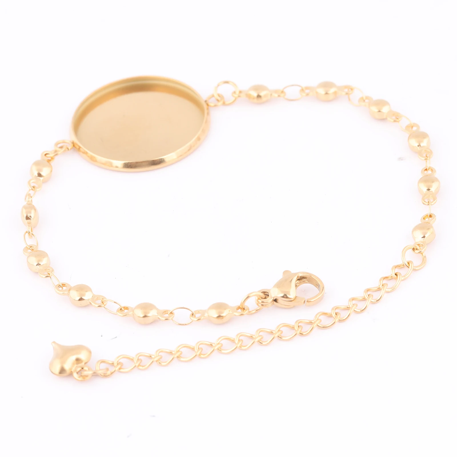3pcs Stainless Steel Gold Plated 20mm Cabochon Bracelet Base Blanks Diy Ball Chain Bracelets Bezel Setting For Jewelry Making image 3