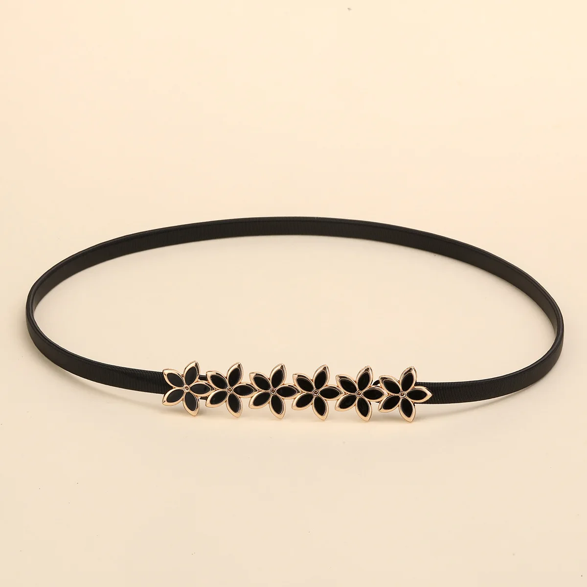 Casual Elastic Alloy Belt Floral Pattern Dress Decorated with Elegant Versatile Personalized Thin Waist Chain