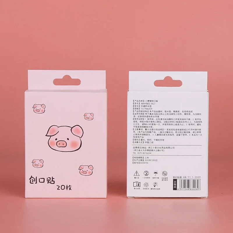 40pcs/2box Waterproof Bandages First Aid Hemostasis Band Stickers Cute Cartoon Animals Pig Plaster Wound Emergency Kit