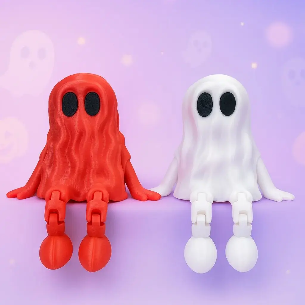 

3D Printed Halloween Ghost Creative Movable Party Dress Up Ghost Ornament 3D Printed Toys Halloween Home Decor Desktop Ornament